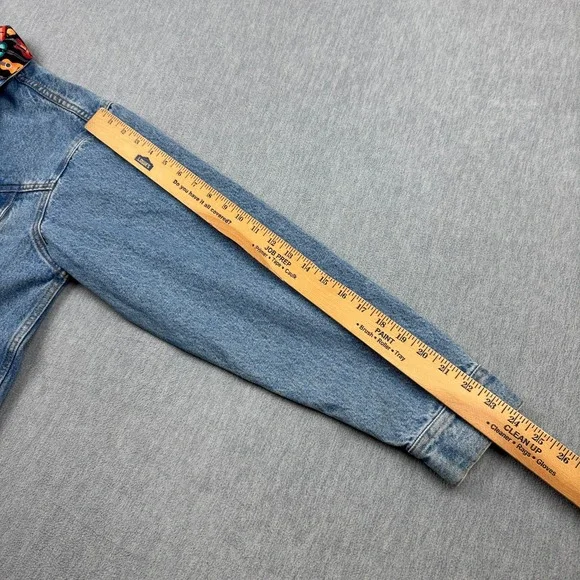 Wrangler Denim Jacket Mens Medium Blue‎ Rugged Wear Trucker Guitar Print Western